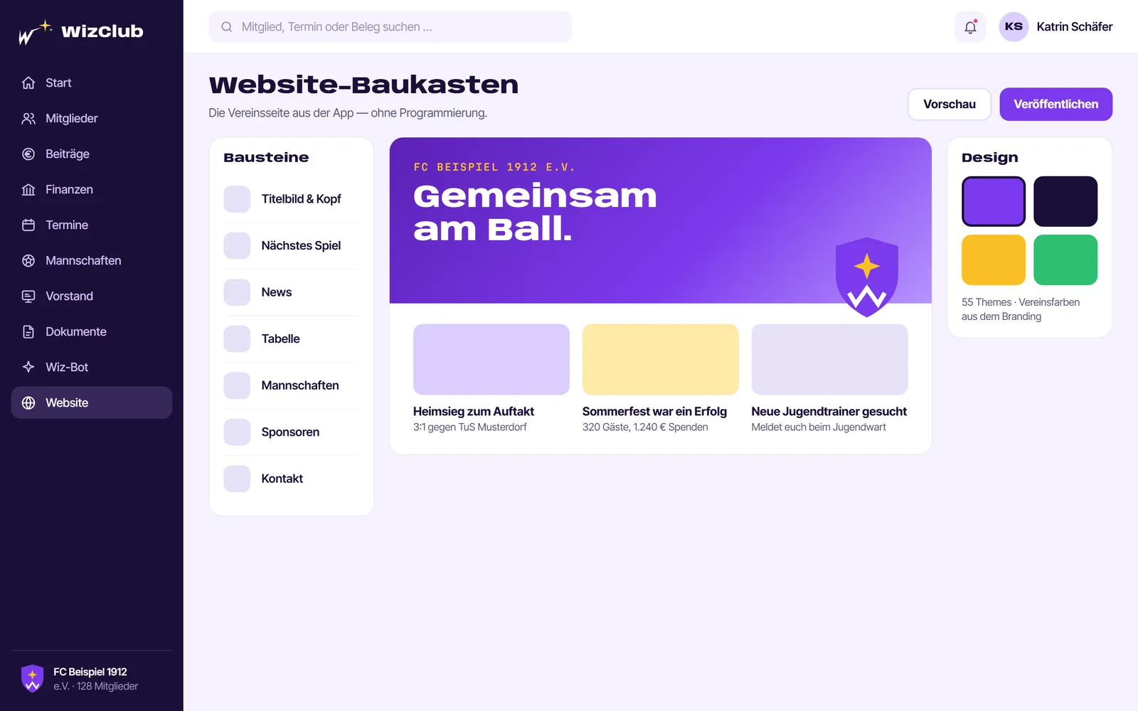 Website-Baukasten mit Vorschau